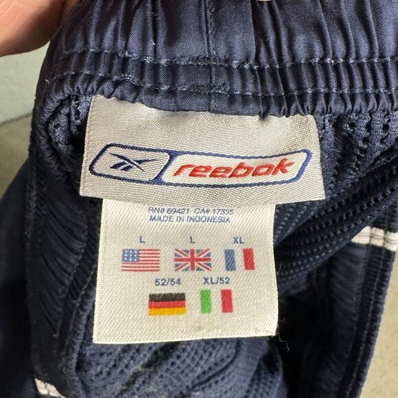 Vintage Reebok Track Pants L Women Blue Active Ankle Zip Logo Baggy 90s Y2K - Picture 9 of 12